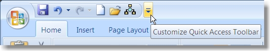 Bouton pour modifier la barre d'outils accs rapide